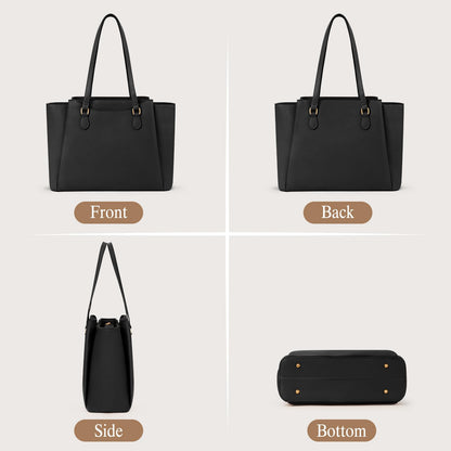 RAINSMORE Handtasche Damen Shopper, Laptoptasche 15,6 Zoll, Schwarz