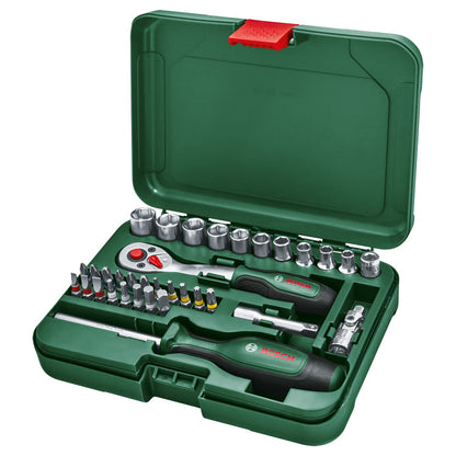 Bosch Ratschen- und Steckschlüsselsatz 1/4 Zoll, 34-teilig