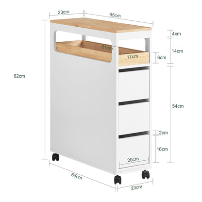 SoBuy BZR54-W Nischenregal Rollwagen für Küche & Bad – Weiss