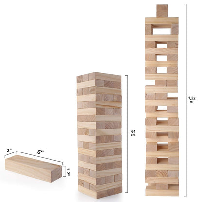 TUAHOO Riesen-Wackelturm – Holz-Stapelspiel mit 54 Blöcken & Tasche