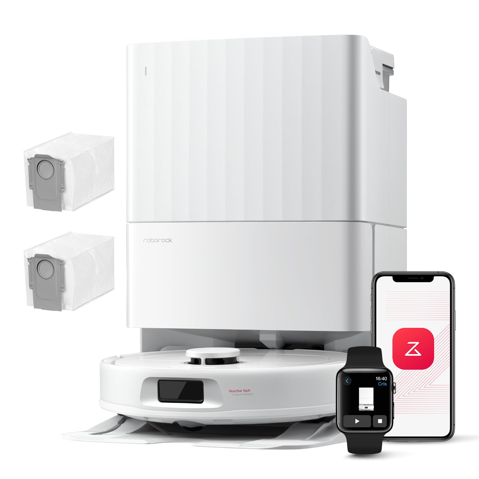 roborock Qrevo QV 35A Saugroboter mit Wischfunktion, 8000 Pa, weiss, mit All-in-One-Dockingstation