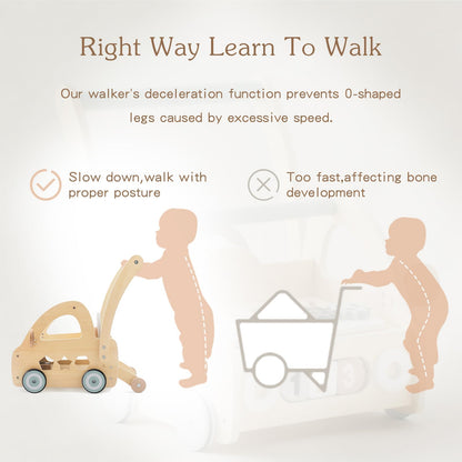 Lauflernwagen Holz Montessori – Multifunktion & Formensortierer