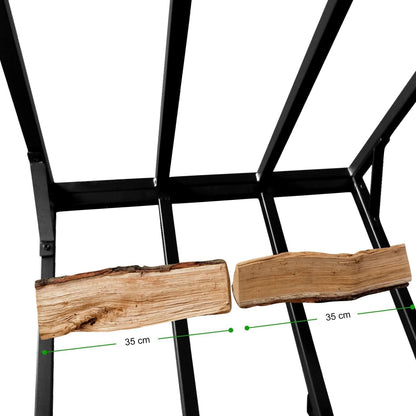 WIELS Metall Kaminholzregal Aussen 185x70x185cm - Mit Wetterschutz