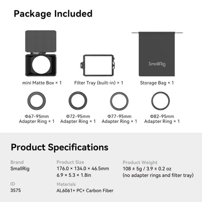 SMALLRIG Mini Matte Box Lite 3575 Gegenlichtblende mit Top Flag