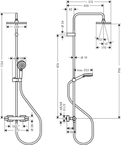 hansgrohe Vernis Shape Duschsystem mit Thermostat Mattschwarz