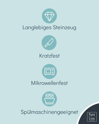 Pure Living Ibiza Steingut Geschirrset - 6 Pers. 24 tlg. Blau-Beige