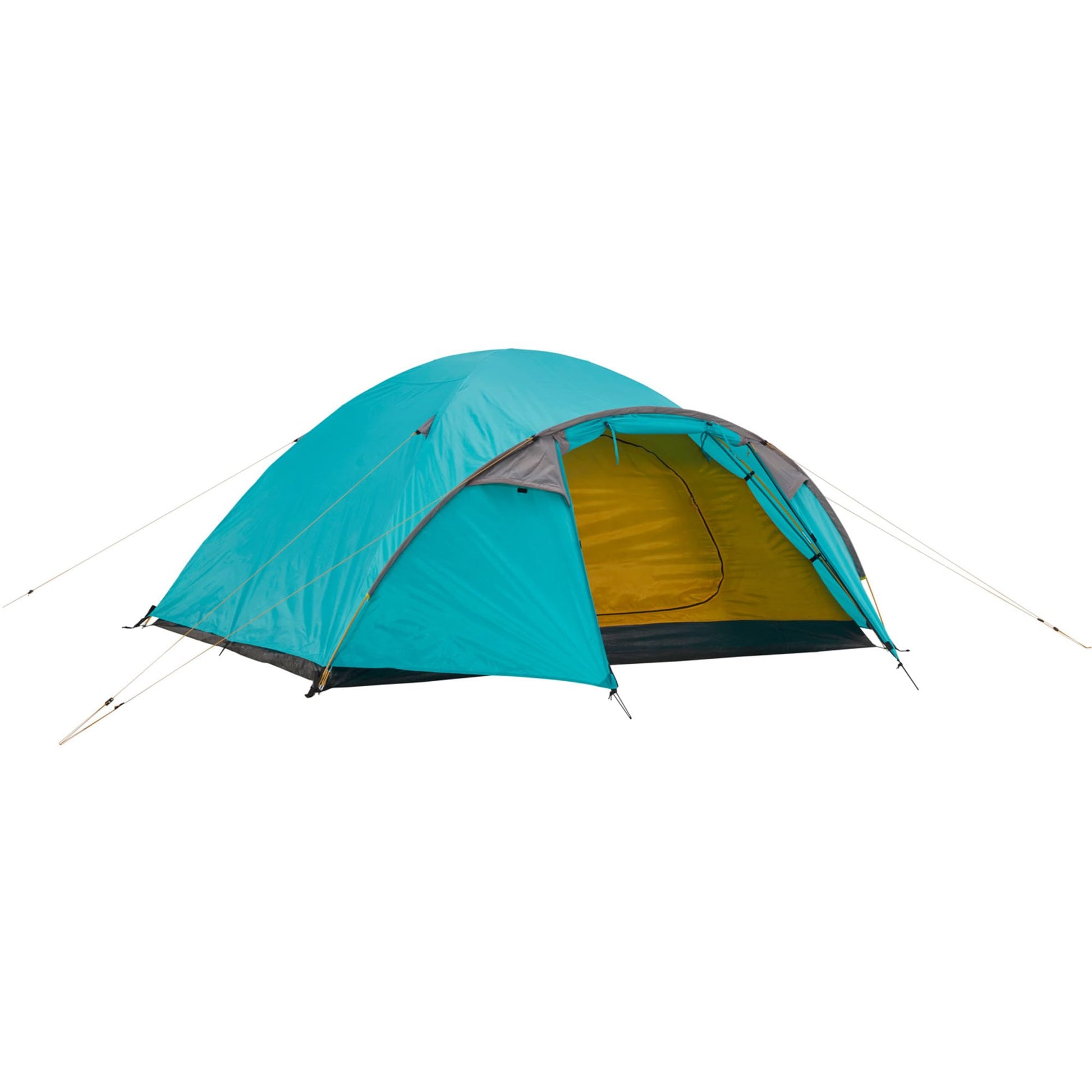 GRAND CANYON Topeka 4-Personen Campingzelt - Blue Grass. Blaugrünes Tunnelzelt. Schützt 4 Personen beim Camping.