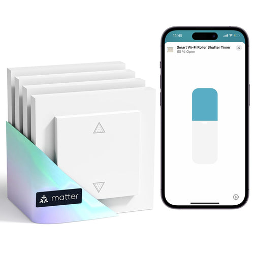 Meross Matter Smart Rolladenschalter MRS105 WLAN 55×55 mm, Unterputz-Schalter für Rolläden und Jalousien