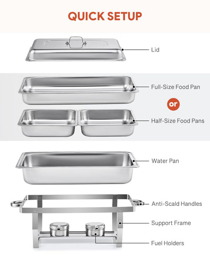 Wilprep Chafing Dish 2er-Set Edelstahl Speisenwärmer je 9 L GN 1/2
