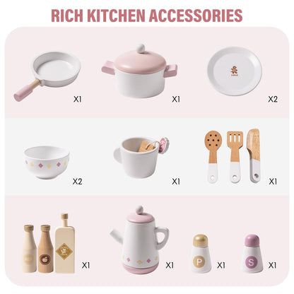 ROBUD Holz Spielküche für Kinder – modernes Spielzeugküche Set