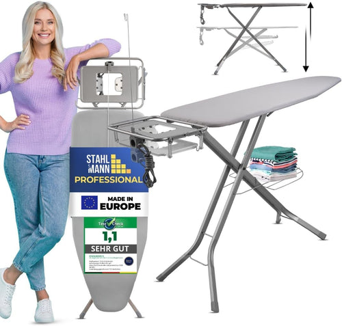 STAHLMANN XXL Bügelbrett für Dampfbügelstation 130x48 cm