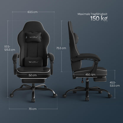 WOLTU Gaming Stuhl Stoff Federunterlage Gamer Sessel - Schwarz GS10sz