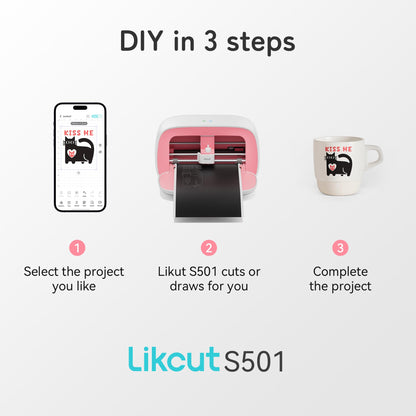 Likcut S501 Mini Schneideplotter für Vinyl & Textil - Rosa