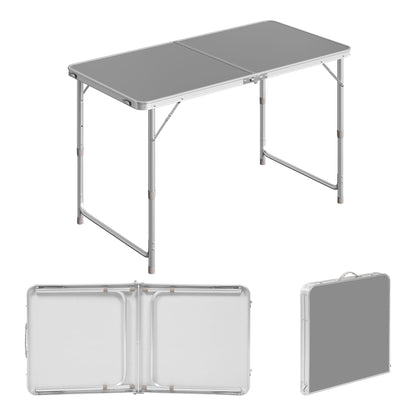 WOLTU Campingtisch Klapptisch 120 x 60 cm, höhenverstellbar, Grau – klappbar, mit Aluminiumgestell und MDF-Platte
