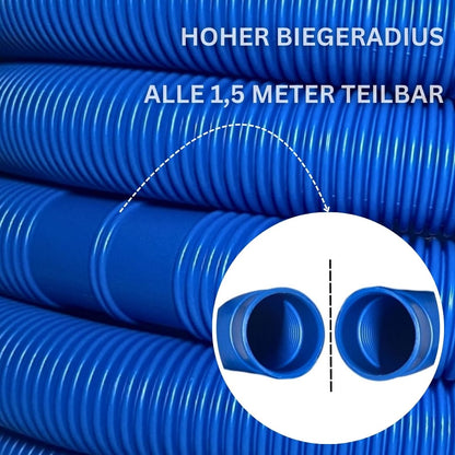 AquaOne Poolschlauch Saugschlauch 38mm - Blau 30 Meter