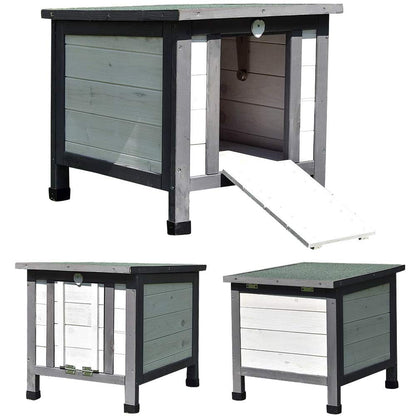 Melko Katzenhaus Grau/Weiss 50x45x43 cm mit klappbarem Dach und Rampe