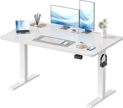 Devoko Elektrischer Steh-Sitz Bürotisch 120x60 cm – Weiss. Rechteckiger Schreibtisch, elektrisch höhenverstellbar für flexible Arbeitspositionen.
