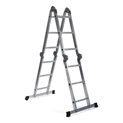 hjh OFFICE 801202 SOLID W3 Mehrzweckleiter - 12 Stufen, Silber