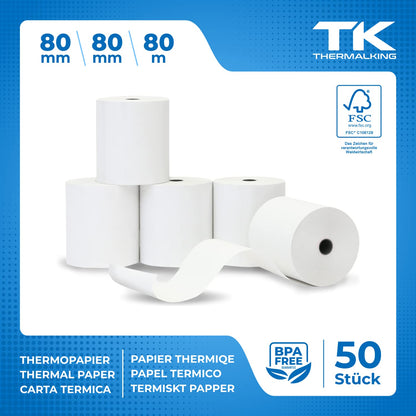 THERMALKING Thermorollen 80x80x12mm – Bonrollen Thermopapier