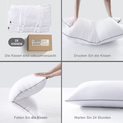 BedStory Kopfkissen 40x80 cm, 2er-Set mit Mikrofaserfüllung, waschbar