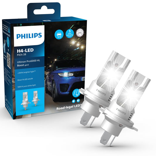 Philips Ultinon Pro6000 Boost gen2 H4-LED - Strassenzulassung. Kompakte LED für Autoscheinwerfer, verbessert die Sicht.