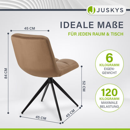 Juskys Dallas Esszimmer Drehstuhl 2er Set Samt Hellbraun