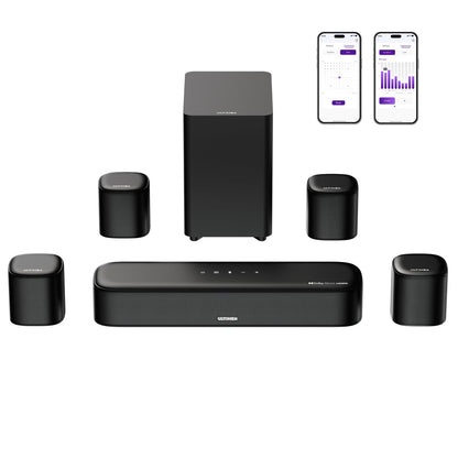 ULTIMEA Aura A60 7.1 Soundbar mit Dolby Atmos und Subwoofer – Heimkino-Soundsystem mit vier Surround-Lautsprechern