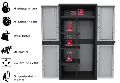 Kreher XXL Kunststoff Spindschrank – Freifach, abschliessbar