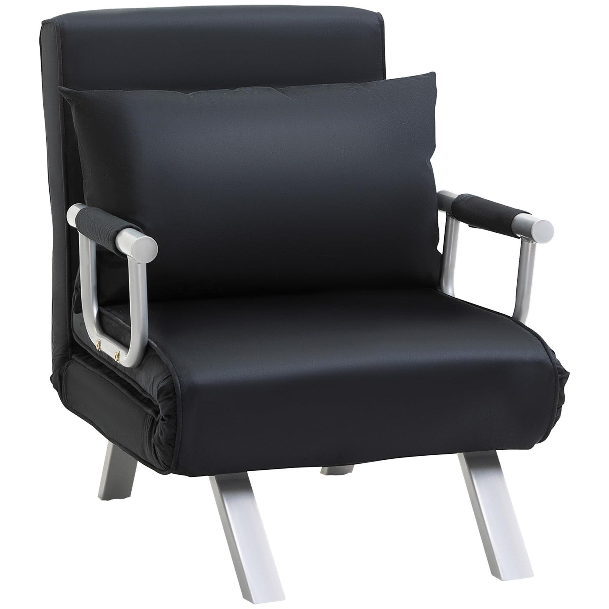 HOMCOM Schlafsofa Schlafcouch mit Funktion - Schwarz. Schwarzes Polstermöbel zur Sitzgelegenheit, das sich einfach zur Schlafgelegenheit umwandeln lässt.