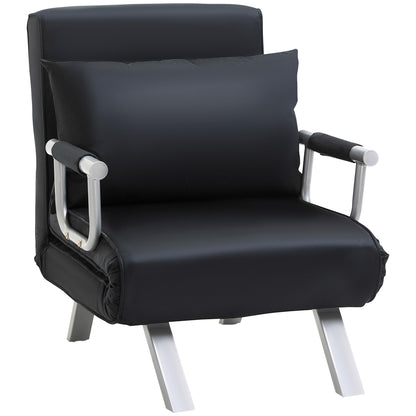 HOMCOM Schlafsofa Schlafcouch mit Funktion - Schwarz. Schwarzes Polstermöbel zur Sitzgelegenheit, das sich einfach zur Schlafgelegenheit umwandeln lässt.