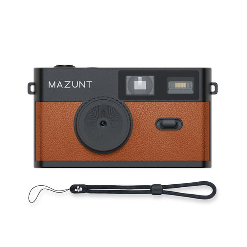 MAZUNT Retro Digitalkamera MAZ25, 12 MP, bildschirmfrei, braun, Vintage-Design mit Handschlaufe