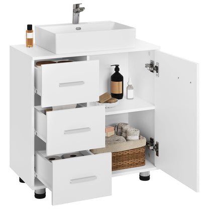 EUGAD Waschbeckenunterschrank Badmöbel - Weiss, 3 Schubladen, 60cm