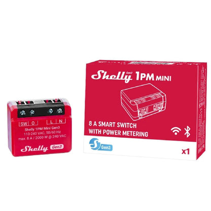Shelly 1PM Mini Gen3 Smart WLAN-Relais mit Leistungsmessung - 4er Pack