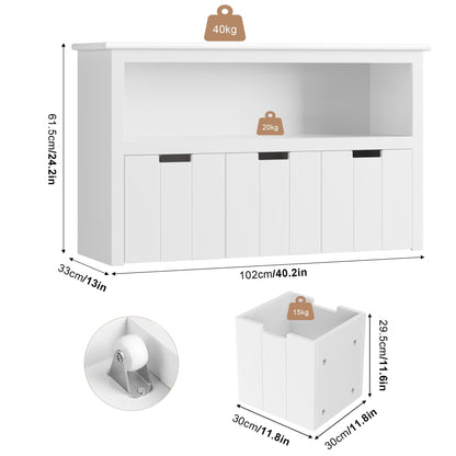 FOREHILL Kinderregal mit Boxen auf Rollen - Spielzeugaufbewahrung Weiss