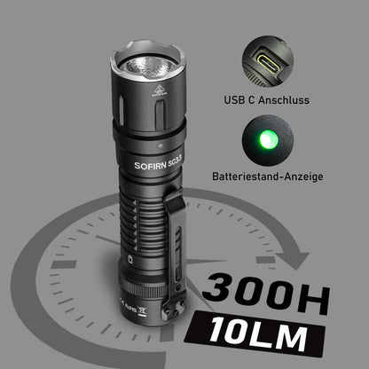 Sofirn SC33 LED Taschenlampe, 5200 Lumen, USB-C, wiederaufladbar