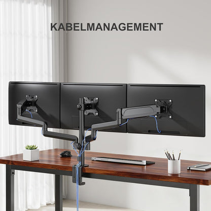 WALI Monitorhalterung 3 Monitore, Tischhalterung bis 32 Zoll, schwarz