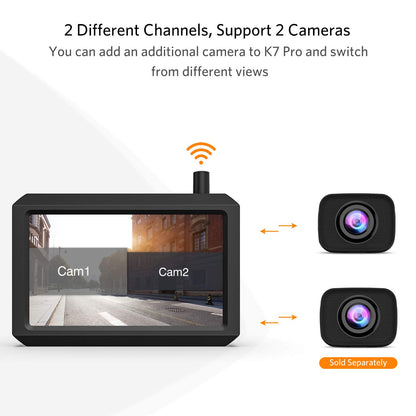 K7PRO Digital Kabellos Rückfahrkamera Set – 5" Monitor, 2 Kameras
