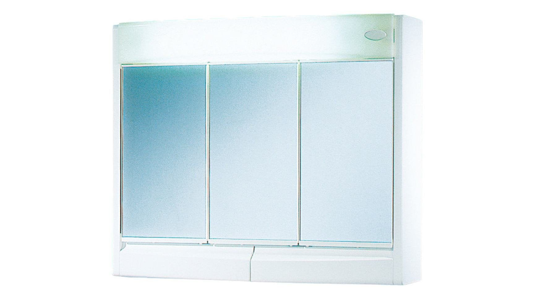 Jokey Spiegelschrank Saphir LED weiss 60 cm Kunststoff. Rechteckig, weiss. Spiegeltüren für Badorganisation und LED-Beleuchtung.