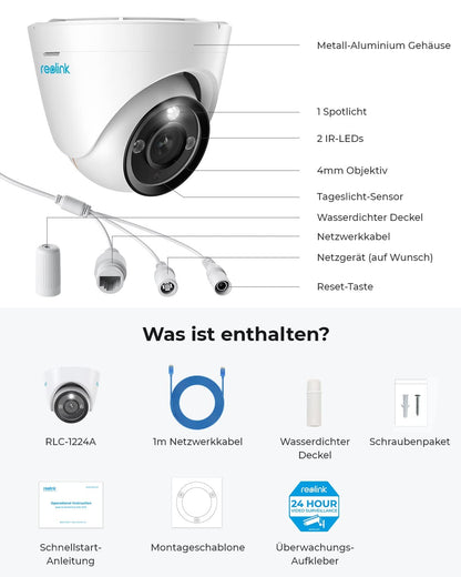 Reolink 12MP PoE IP Überwachungskamera Aussen Dome – Weiss