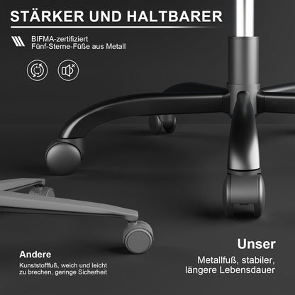 Devoko Ergonomischer Gaming Stuhl mit Massage & Fussstütze - Schwarz