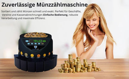 Securina24 SR1200 Euro Münzzähler & Sortierer - Schwarz