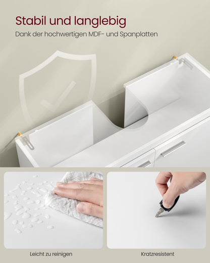 VASAGLE Waschbeckenunterschrank BBK515W01 Badezimmerschrank weiss
