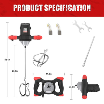 IMAYCC Mörtel- & Betonrührer Elektrisch 2100W - Schwarz