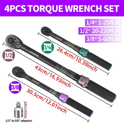 UYECOVE Drehmomentschlüssel Set 3-teilig 1/4" 3/8" 1/2"