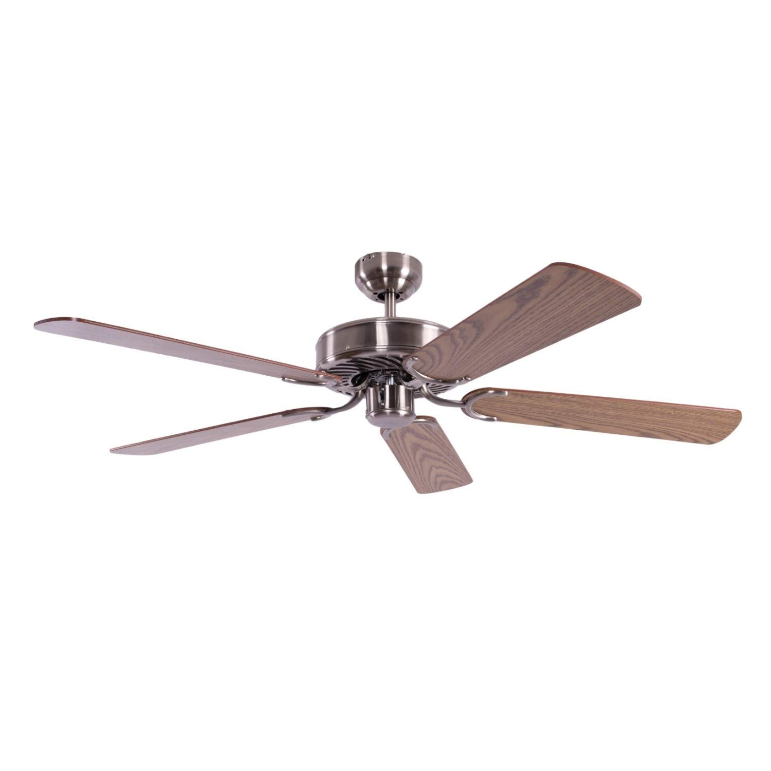 Potkuri Deckenventilator ohne Licht – Gealtert Silber, 132 cm mit Rotorblättern zur Raumkühlung und Luftzirkulation.