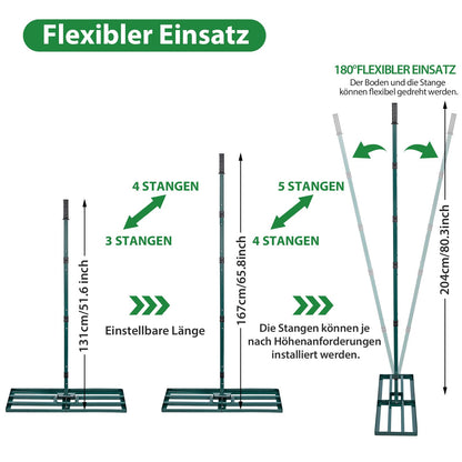 Signstek Rasenrakel Lawn Leveling Rake mit Edelstahlstiel 76 x 25 cm