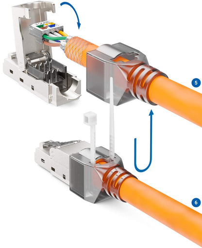 deleyCON CAT 6a RJ45 Netzwerkstecker LSA - Geschirmt, Starrkabel, 24 Stk.