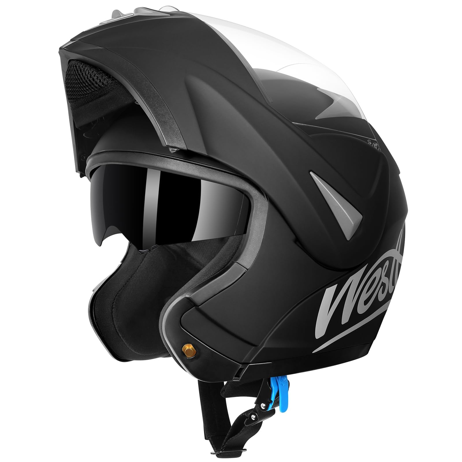 Westt Torque Klapphelm ECE 22.06 Motorradhelm mit Sonnenblende und Doppelvisier