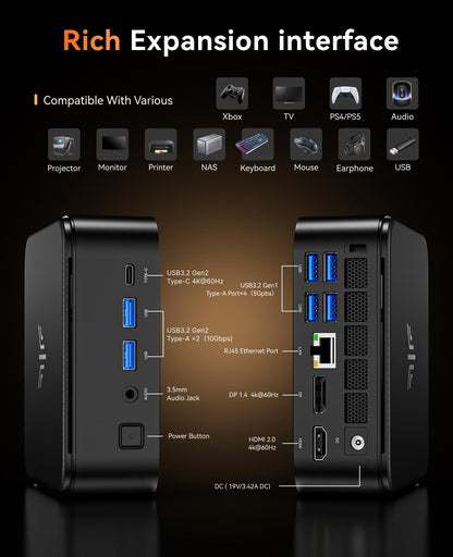 NiPoGi E3B Mini PC - AMD Ryzen 7 5825U, 32GB, 512GB SSD