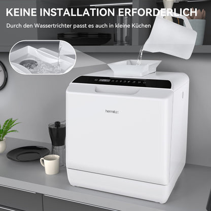 Hermitlux Mini Tischgeschirrspüler – mit/ohne Anschluss, Weiss